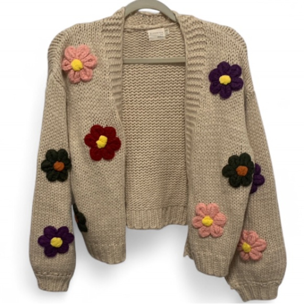 Floral Embellished Cardigan Sweater